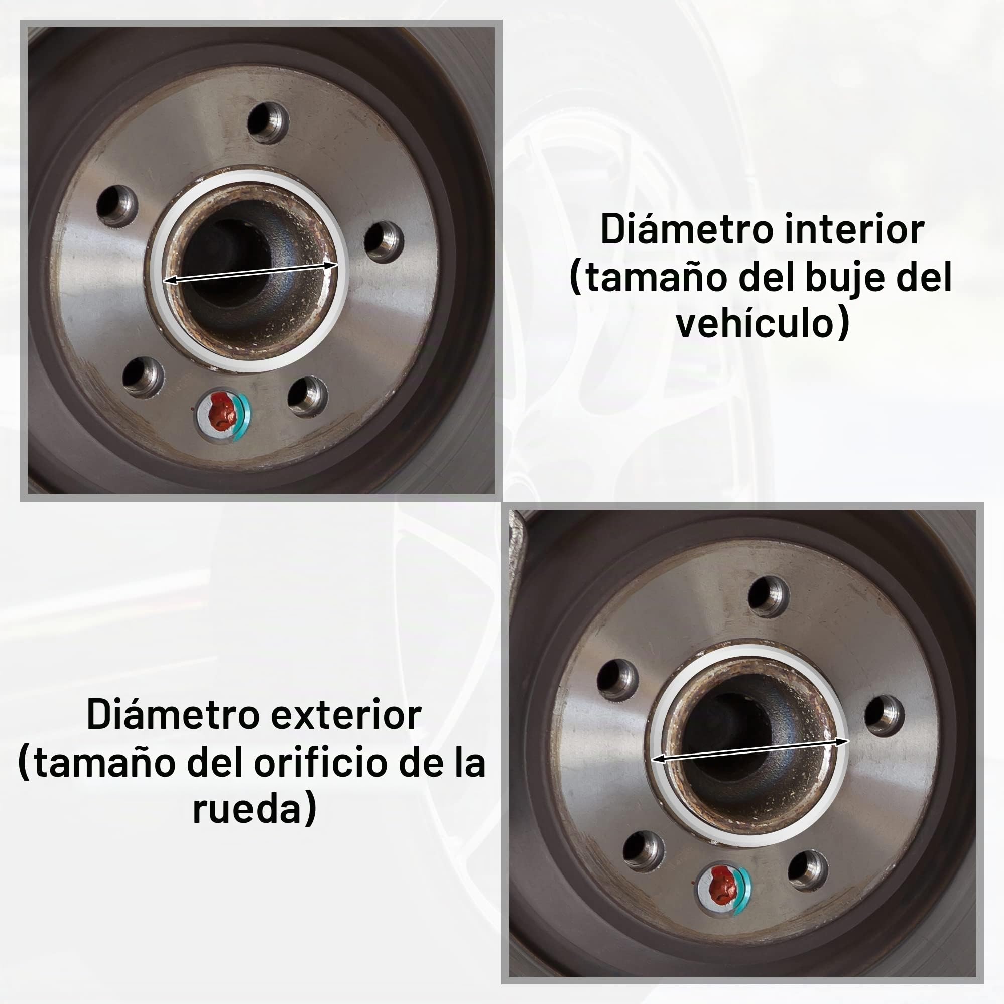X AUTOHAUX Anillos Centrados En El Cubo Plateado 4 Piezas para Coche | Diámetro Exterior 72.6mm, Diámetro Interior 71.1mm, Grosor 10mm, Eliminación De Vibraciones, Ajuste Preciso, Universal