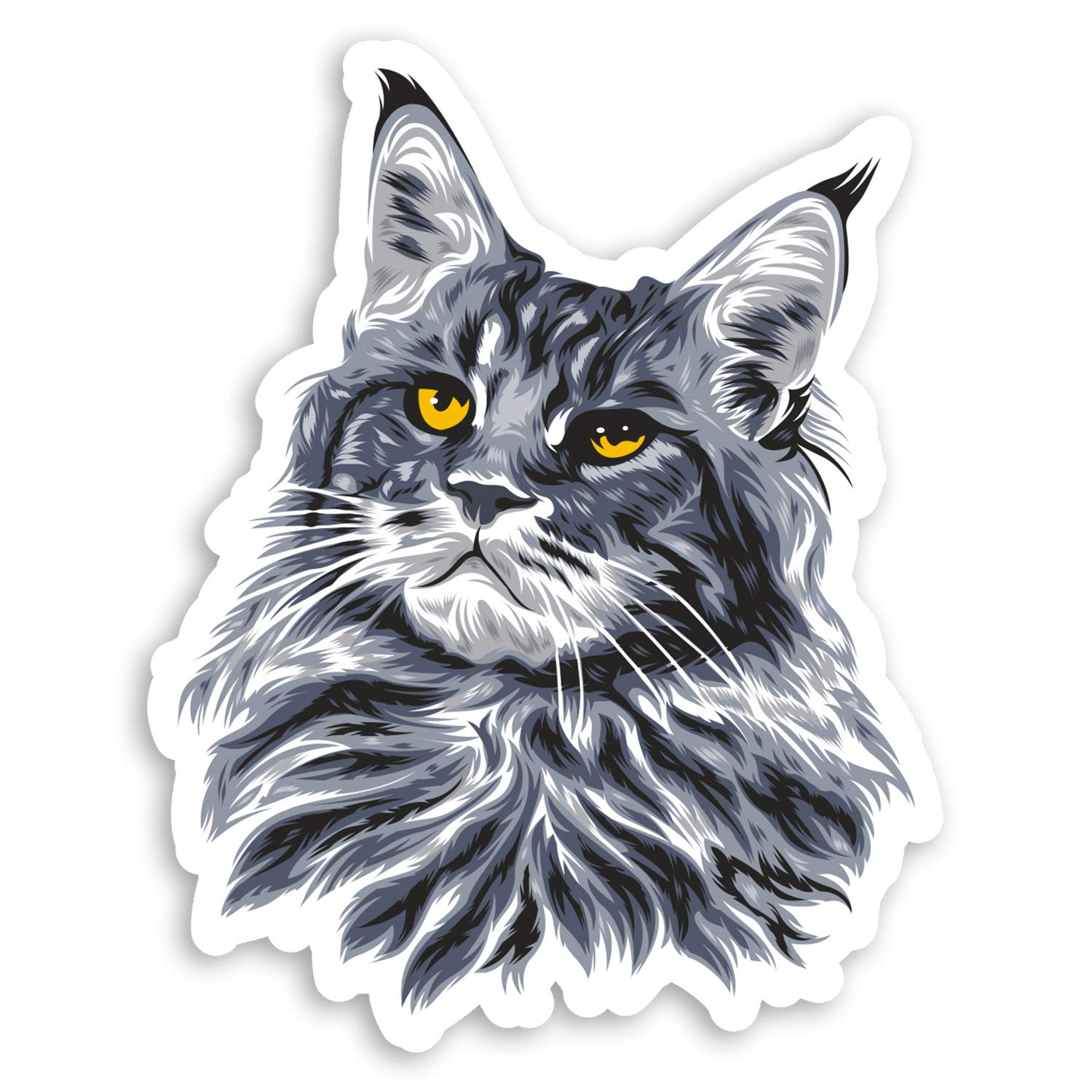 Destination Vinyl Ltd Multi 2 X 10Cm Maine Coon Grey Cat Vinyl Stickers - Cats Kitten Laptop Sticker #29062