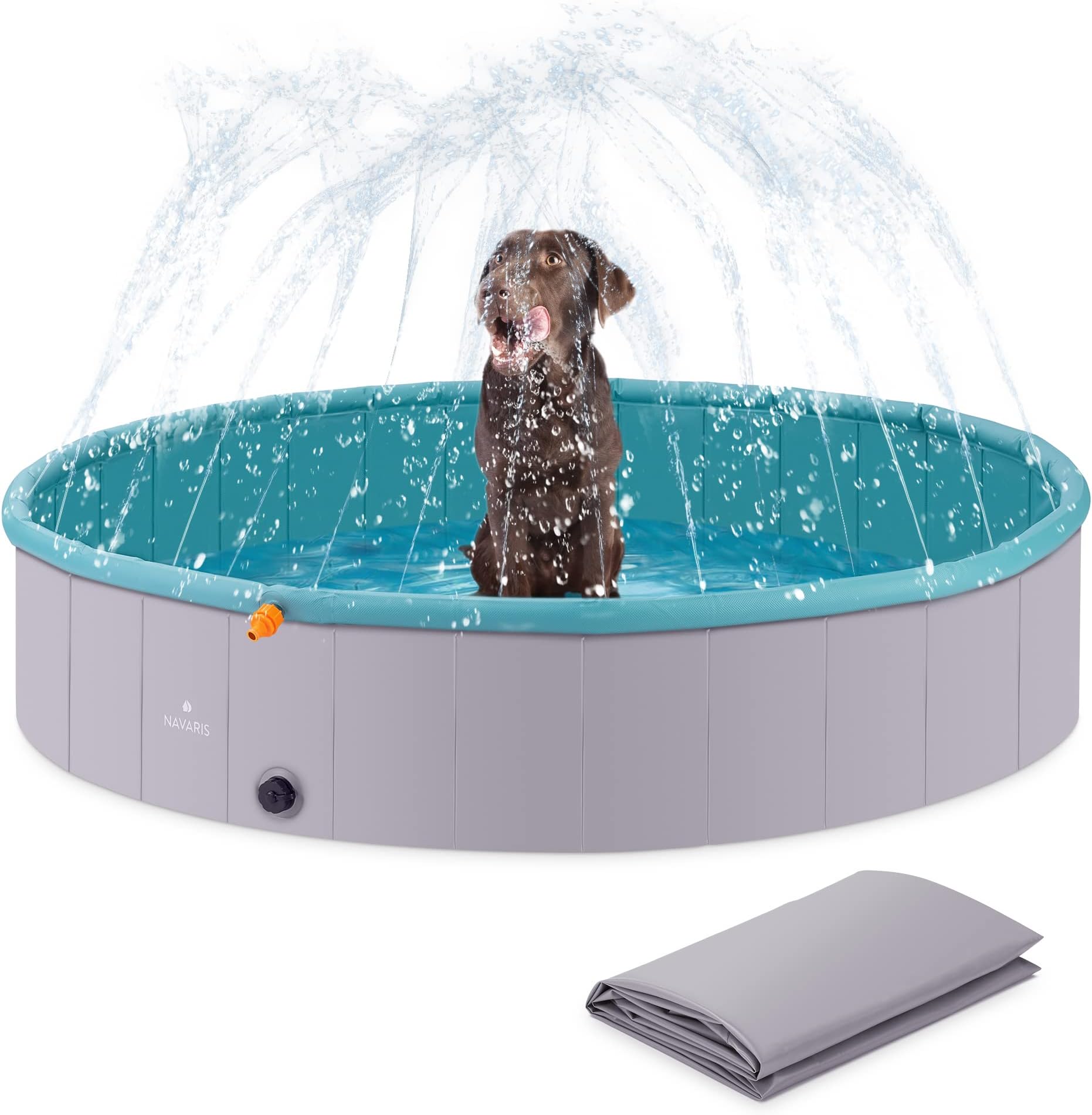 Navaris Dog Pool with Sprinkler 160 cm Paddling Pool for Dogs Extra