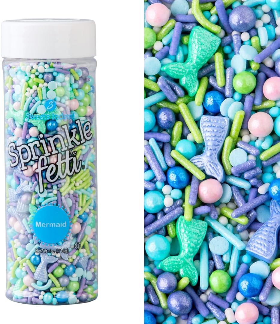 Sweets Indeed Sprinkles, Mermaid Edible Sprinkle Mix, Perfect for Cake Decorations, Baking, Ice Cream, Cookies, Cupcake Topper