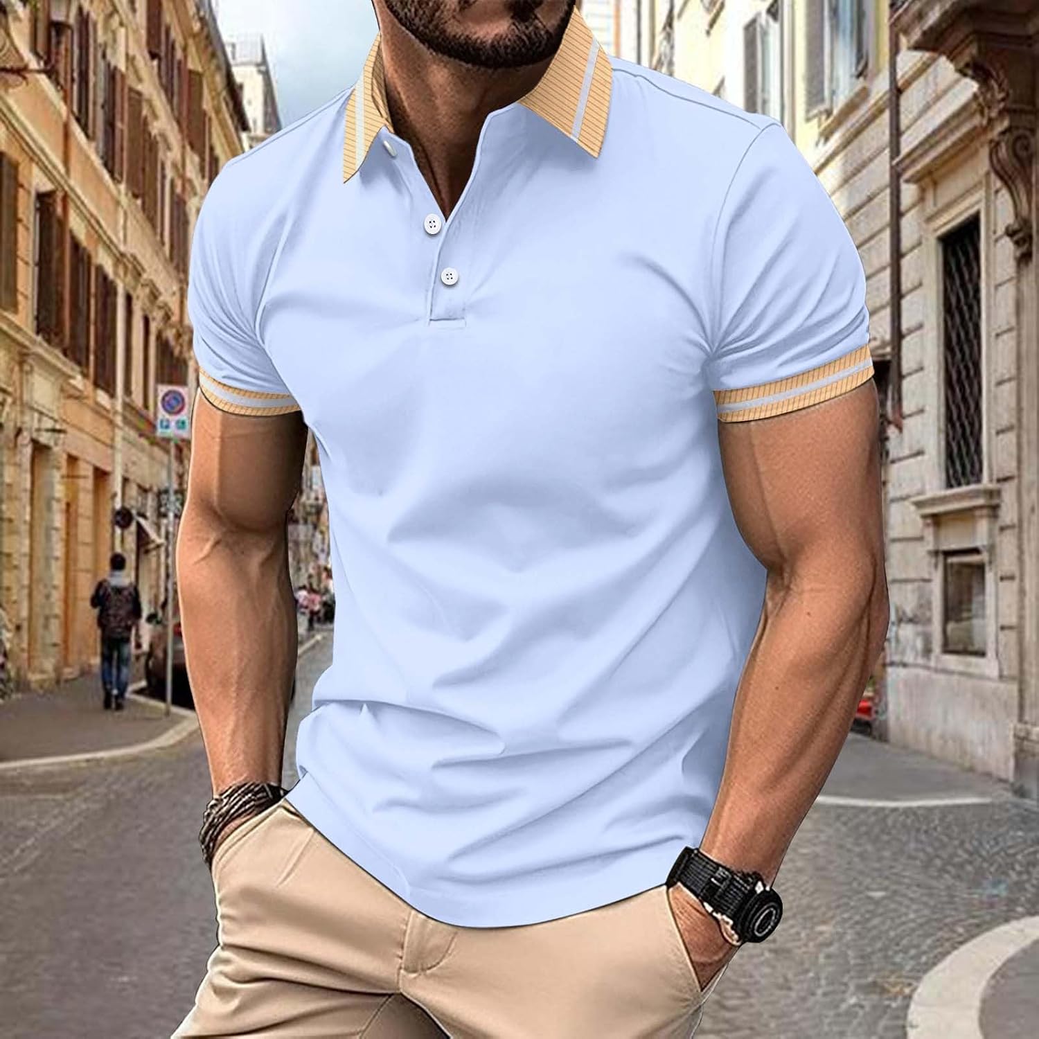 FZYLQY Golf Shirt for Mens Short Sleeve Moisture Wicking Shirts Business Casual Athletic Collared T-Shirt with Pocket