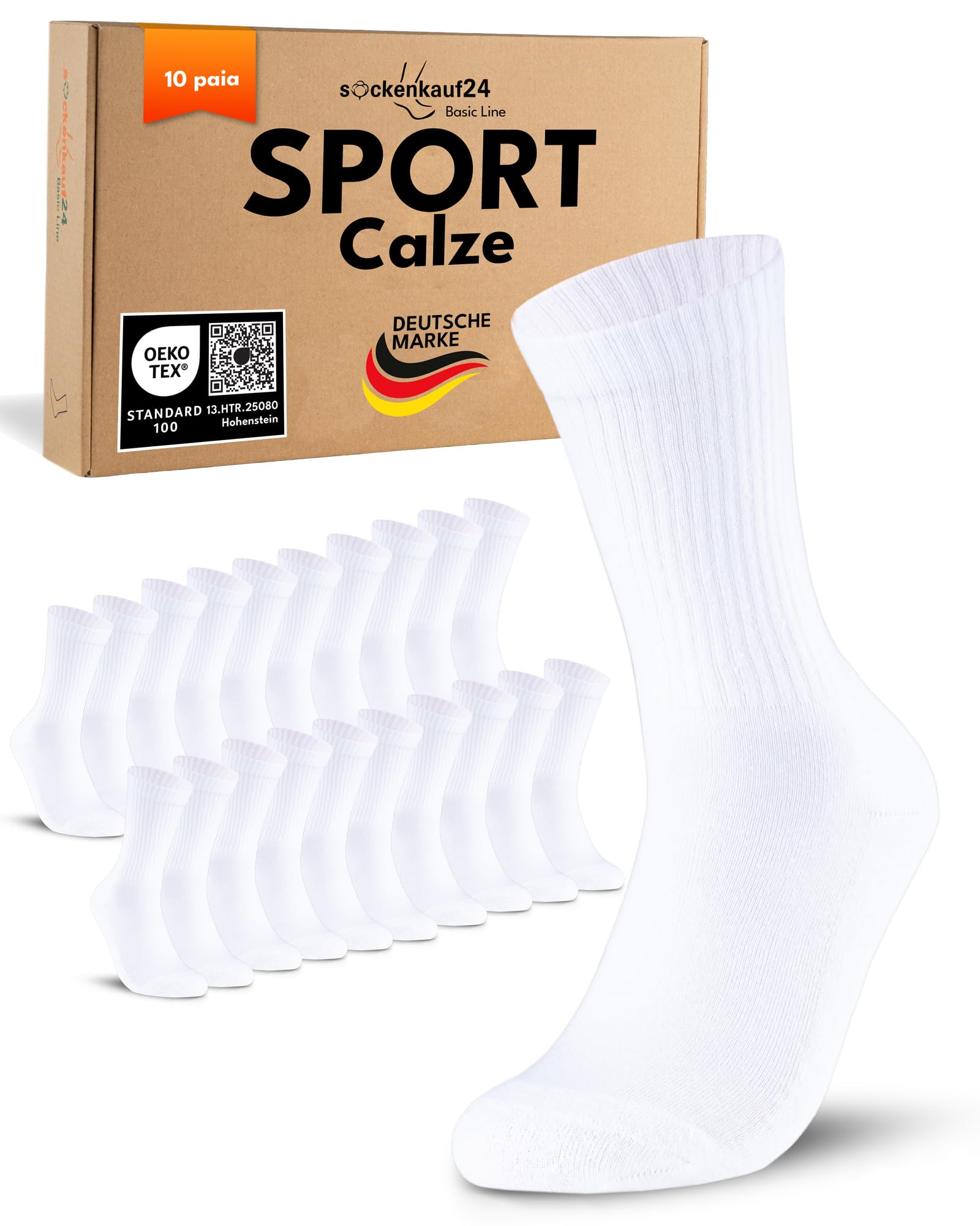 10 Paia Calze Sportive Uomo Donna Calzini Tennis Spugna Rinforzati Crew Socks