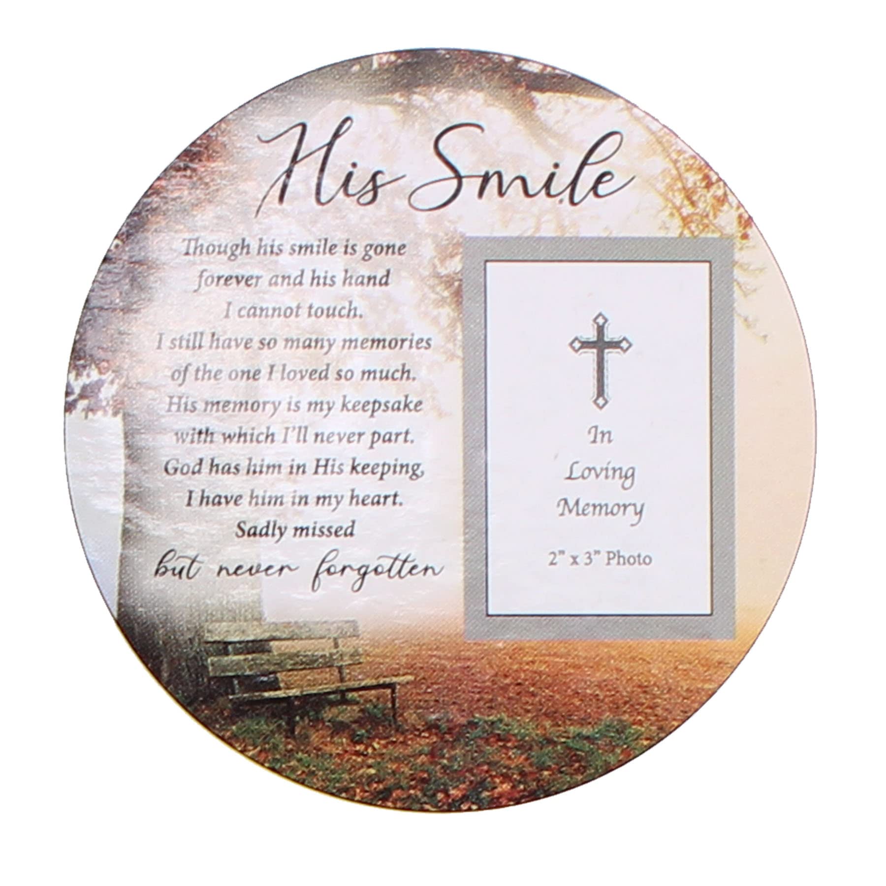 Portacandele Commemorativo In Vetro Con Cornice Portafoto "His Smile" | Ricordo Per Papà E Nonno