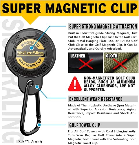 Miniatura 2 de Clip magnético (1 paquete) para toalla de golf y almohadillas de aterrizaje de metal (1 paquete) para bolsas de golf