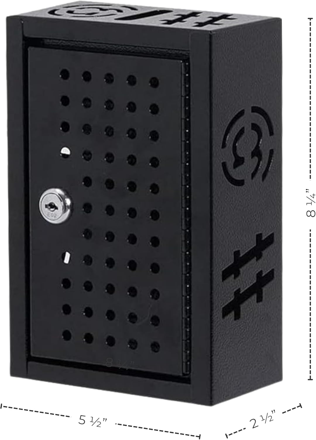 Multipurpose Steel Lock Box - Keyed Security Storage Cabinet for Phones, Wallets, & Valuables - Wall Mountable Compact Safe for Classroom, Office, & Home (Black)