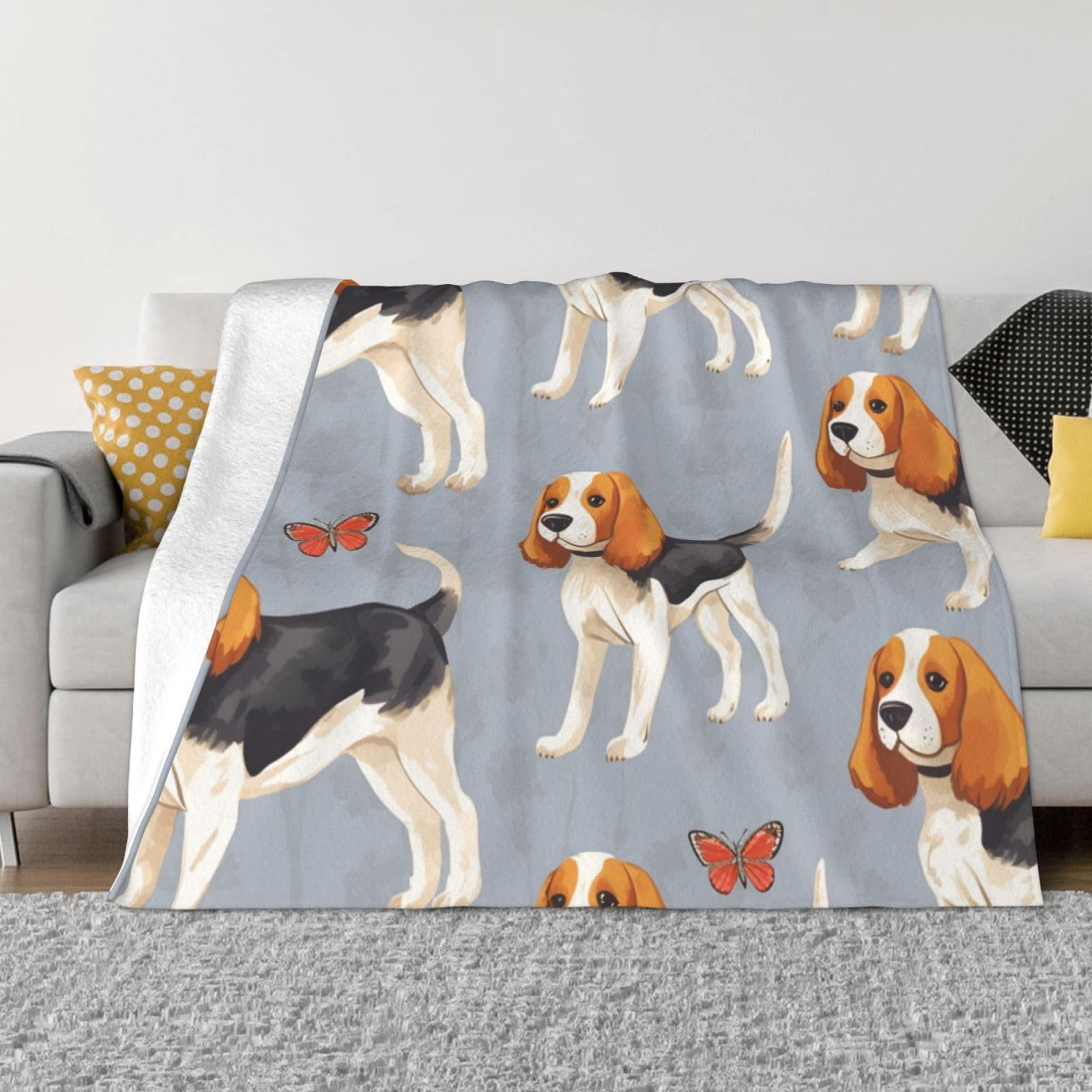 Couverture douce Beagle anti-froid plaid moelleux lavable pour chambre