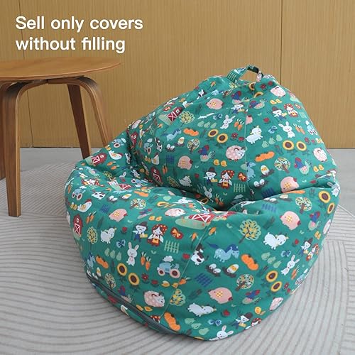 Miniatura 2 de YuppieLife Puf de almacenamiento de animales de peluche, funda de lona para niños (sin relleno)/lavable a máquina y duradera, para decoración de