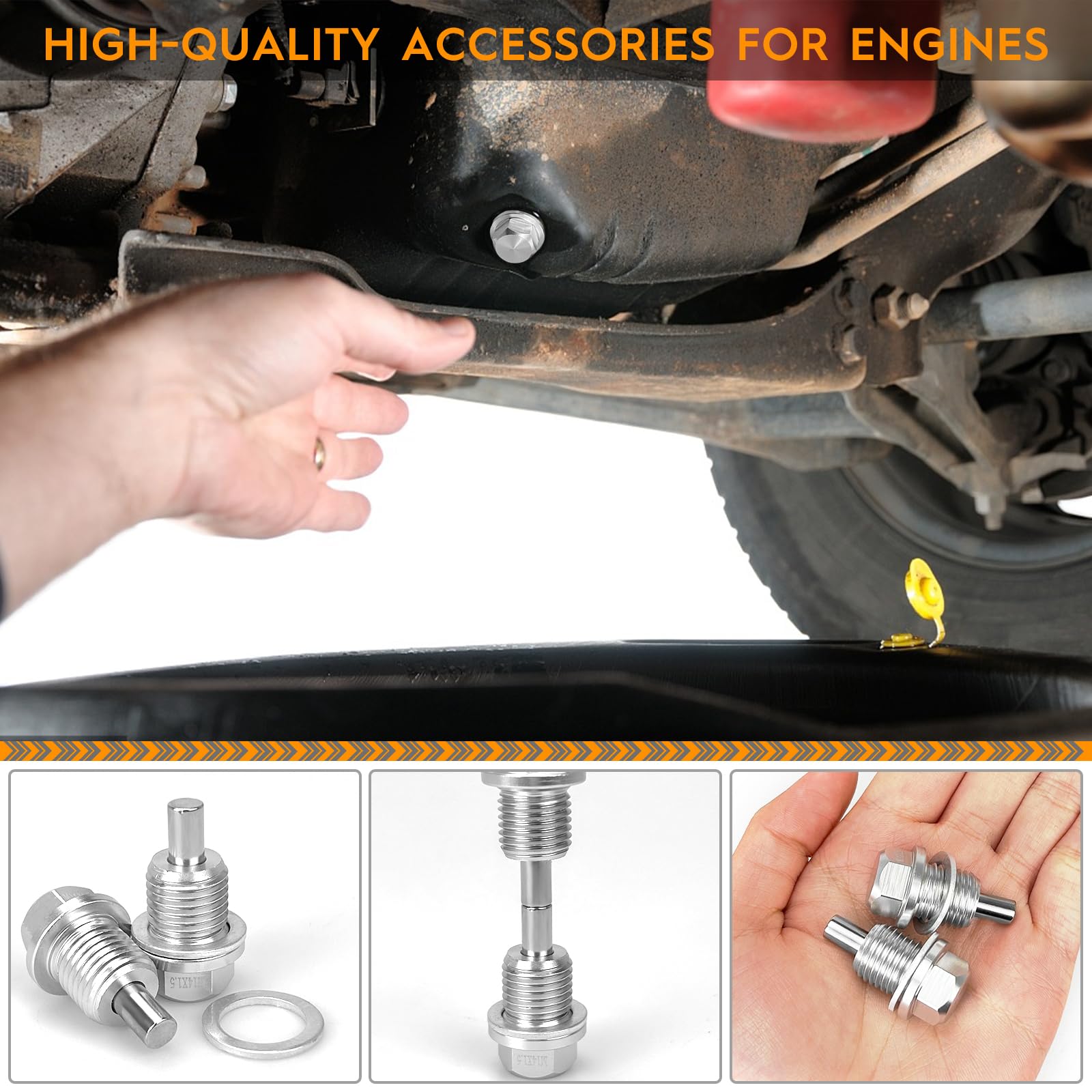 2 Pezzi Magnetic Oil Drain Screw Sump Dado di Scarico In Lega di Alluminio Anodizzato Pan Oil Drain Plug, Magnetic Car Oil Screw (Argento, M14 x 1.5)
