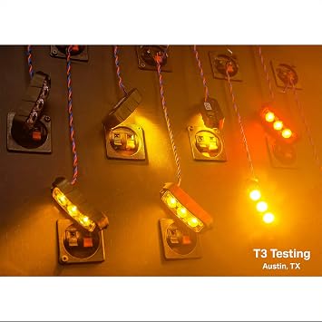 Feniex T3 Surface Mount | Amber | Compact, 14 Flash Patterns | 3 LEDs, Super Bright 3 Watt LEDs, SAE Class 1 | Emergency Warning Lights