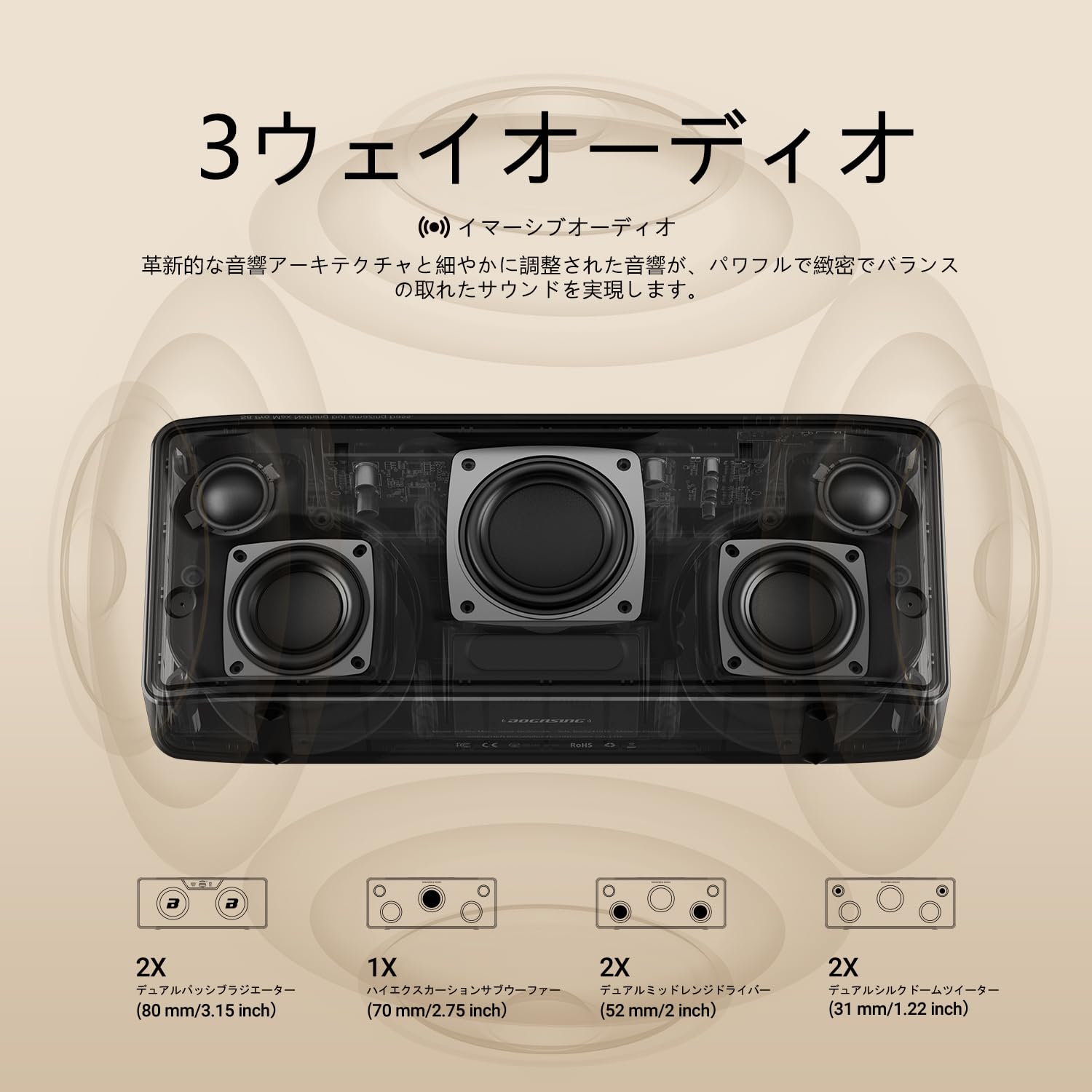 Amazon.co.jp: BOGASING S8 Pro Max Bluetooth Speaker, Portable