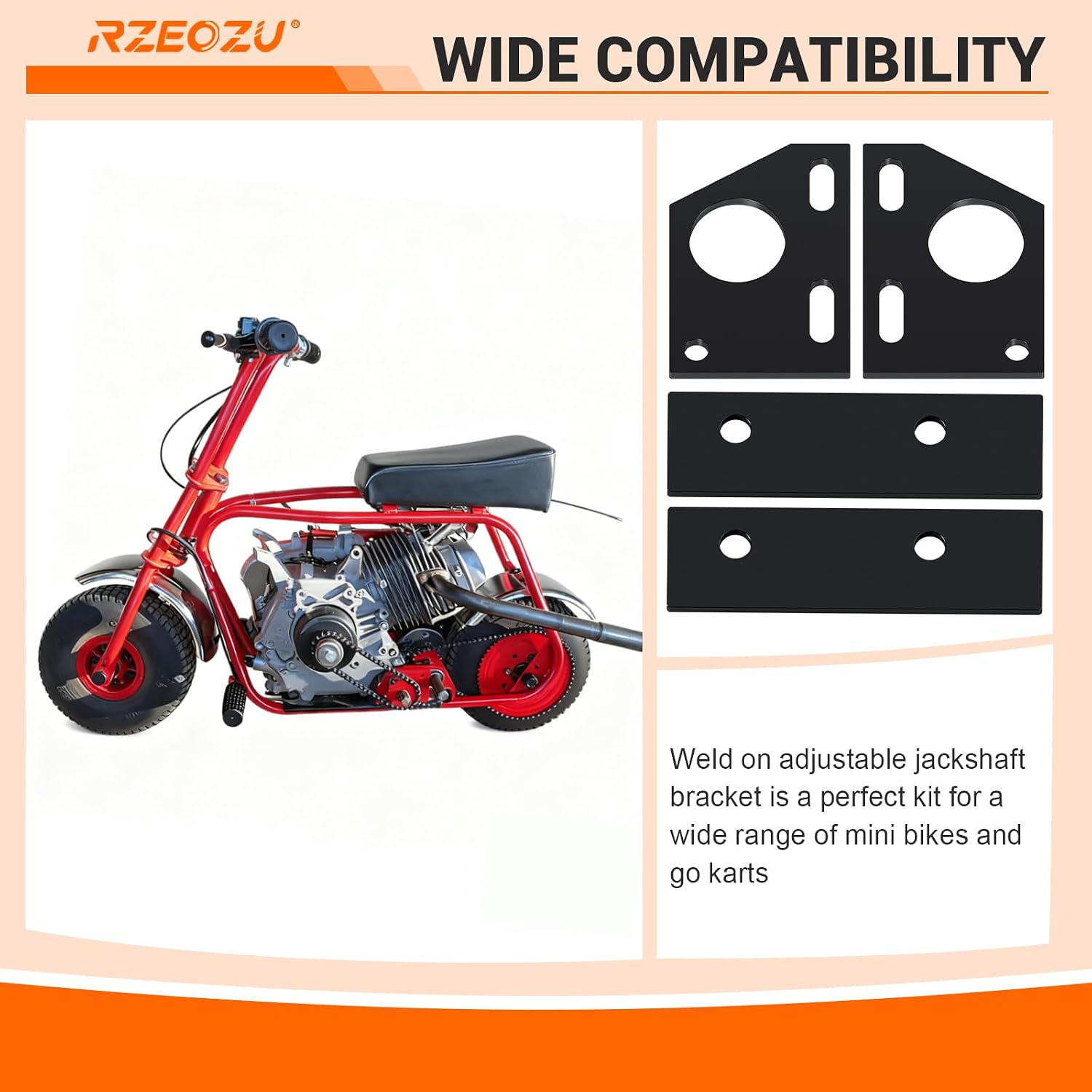 Heavy Duty Weld on Adjustable Mini Bike Jackshaft Mounting Plate Bracket Kit Replacement for Most Go Kart Powersports Accessories Parts with Bearings