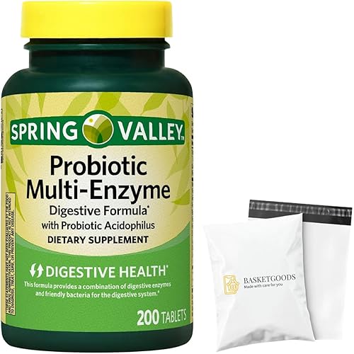 Spring Valley - Comprimidos probióticos multienzima, fórmula digestiva de 200 unidades con acidófilo para la salud intestinal (paquete de 1), set