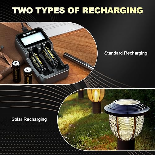 Miniatura 4 de JESSPOW Batería 18500, batería recargable IMR 18500 de iones de litio de 1600 mAh 3.7 V para linterna, luz solar de jardín y más, 18500 baterías