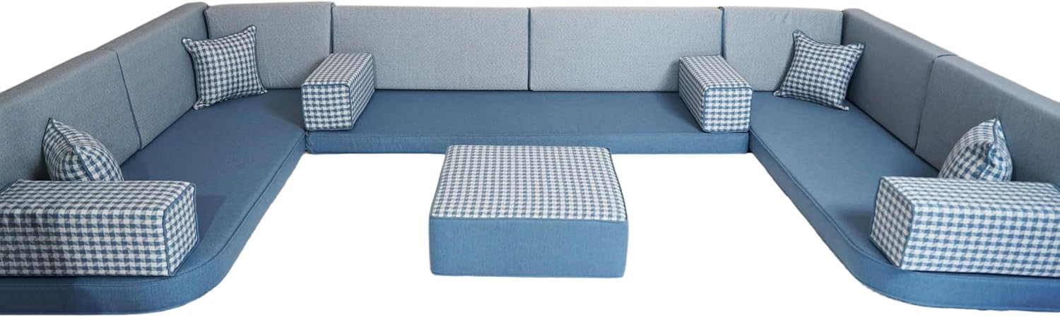 arabicsofa Middle Eastern Moroccan Majlis Seating – U Shaped Arabic Floor Cushion for Living Room – Sectional Sofa Set