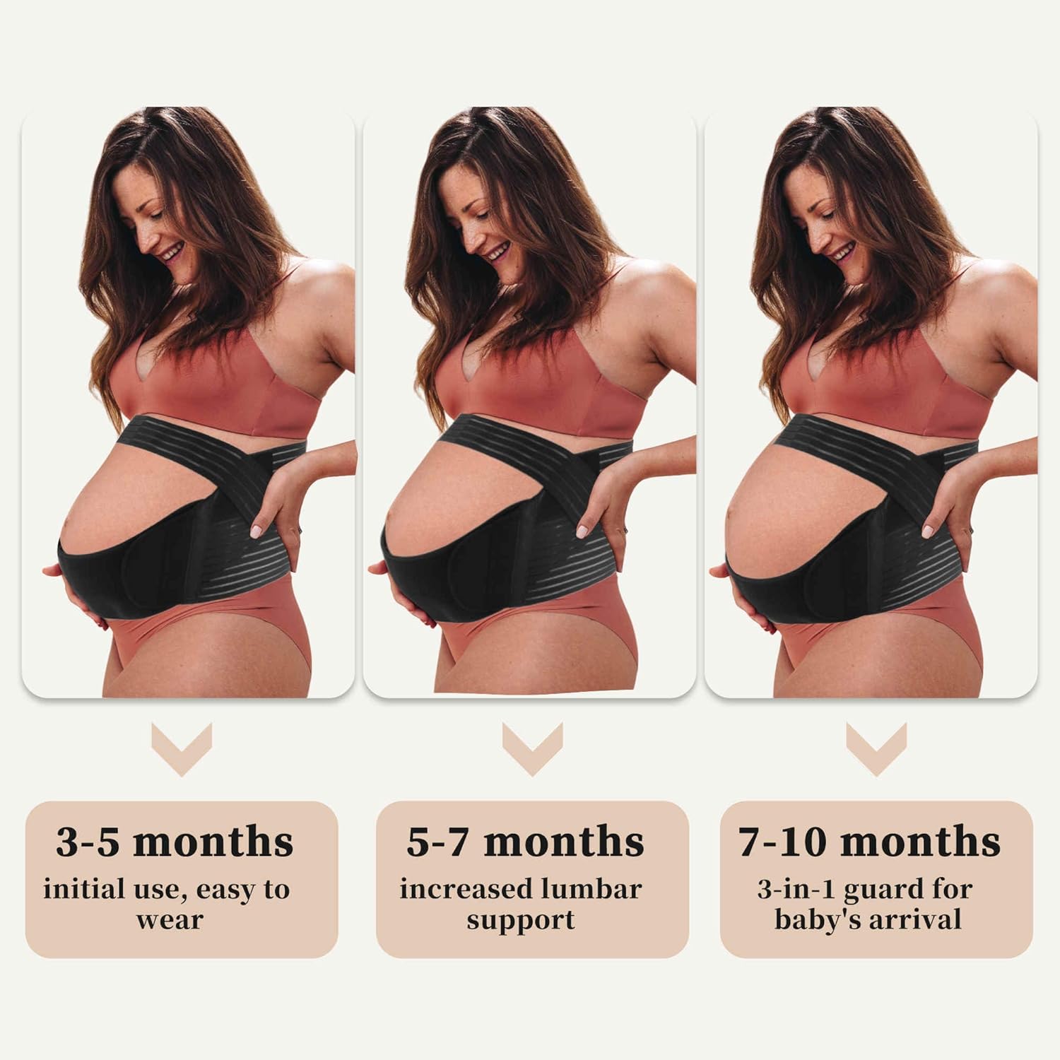 Pregnancy Belly Band, Breathable Belly Support Brace, Pregnancy Support Belt, Lightweight Abdominal Binder, for Abdomen, Pelvis, Black, Medium, 1 Set - Image 4
