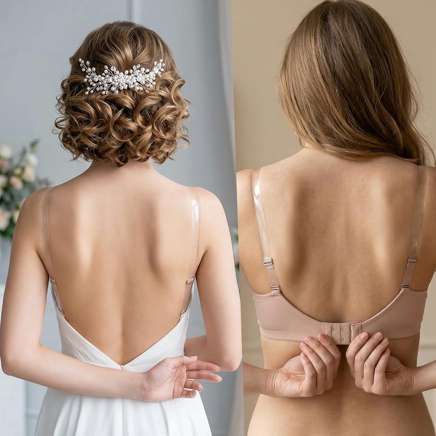 cobee 5 Pairs Clear Bra Straps for Women, Longest 14.5in Invisible Clear Bra Straps adjustable Non-Slip Strap image 4
