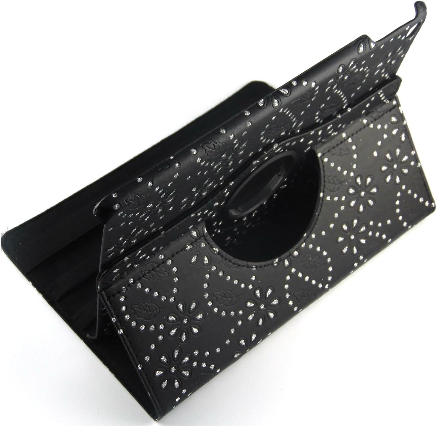 Bling Diamond 360 Degree Rotating Case with Stand for iPad Air 2 / iPad 6 with Screen Protector and Stylus Pen (Black)
