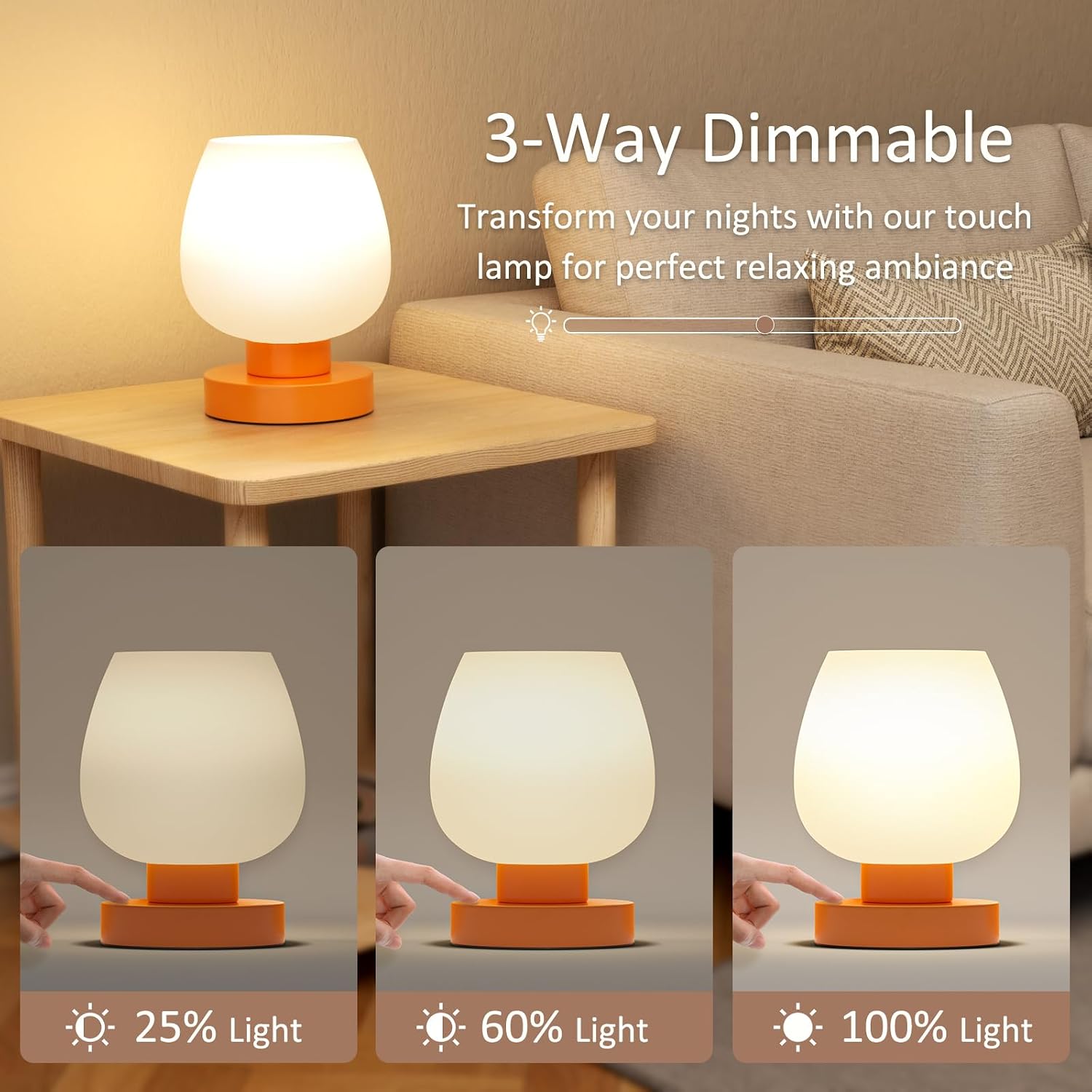  Small Touch Table Lamp for Nightstand, 3 Way Dimmable Bedside Lamp thumbnail
