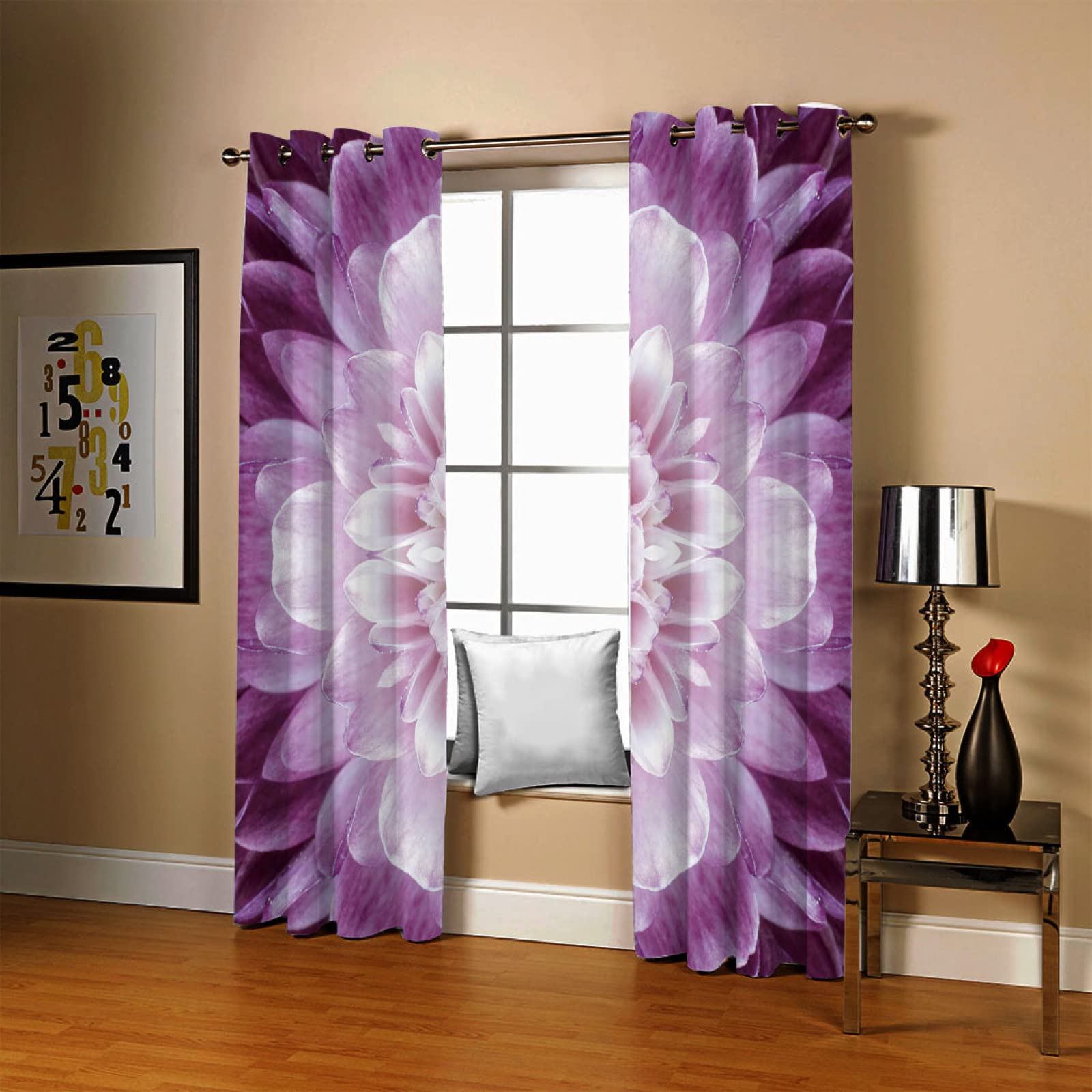 Tenda Oscurante 107x160cm Foglie Piante Viola Floreale – 1 Pannello Con Occhielli, Isolamento Termico, Camera Da Letto Soggiorno, Blocco Luce 70-90% - 3