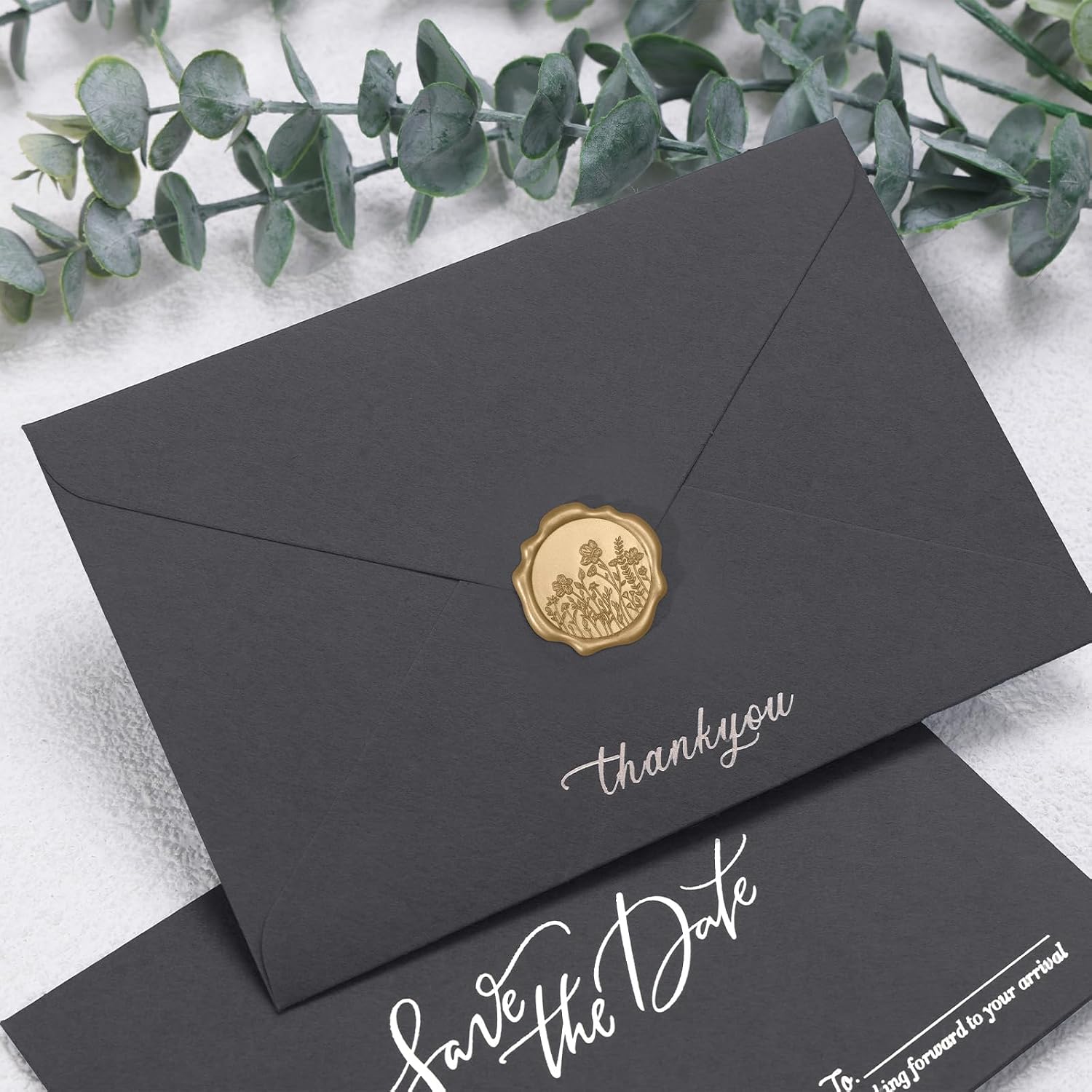 UNIQOOO Wildflower Wax Seal Stickers - Floral Wedding Invitation Envelope Seal Sticker, 50 Pcs Self- Adhesive Light Gold Field of Flowers Stickers, Perfect for Christmas, Gift Wrapping