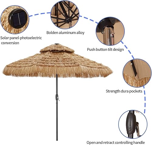 Miniatura 2 de Diophros Solar Powered Double-Sided Patio Umbrella, Outdoor Large Market Umbrella with LED Lights, LED Rectangular Aluminum Twin Patio Umbrella with