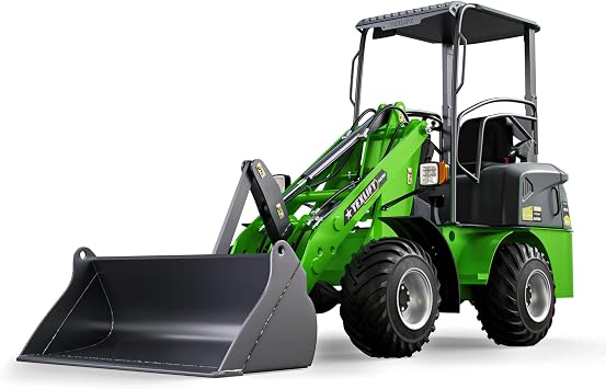 Full Electric Mini Skid Steer Loader Tractor Front End Wheel Loader with Wide Bucket Compatible with Various Attachments, Load Capacity 1400 Lbs, Powered by Lithium Battery - TXL140Pro