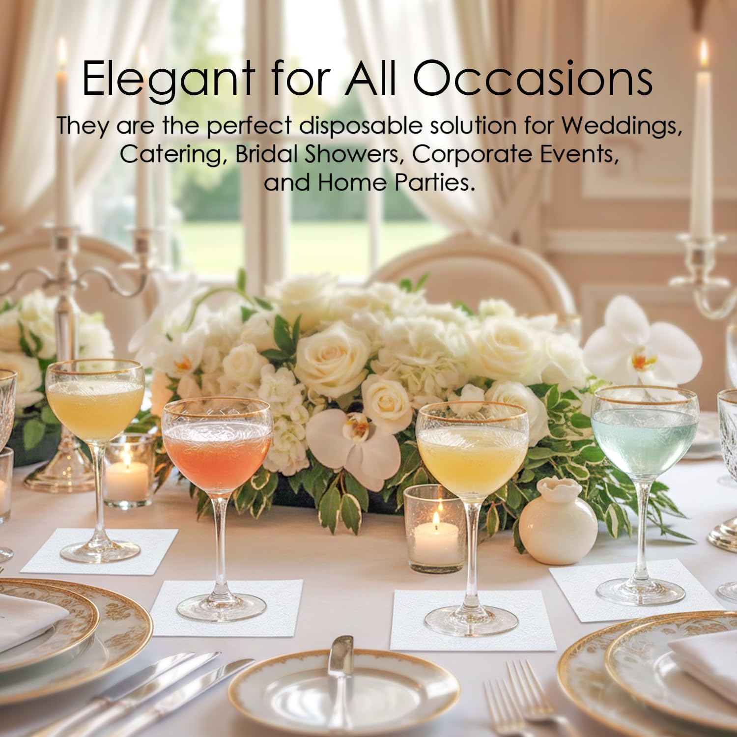 COACO Cocktail Napkins 250 Count, Premium 3-Ply Extra Absorbent Linen-Feel Beverage Napkins for Weddings, Bars, Parties, Catering Events & Home-4.75” x 4.75” Folded Square Paper Serviettes