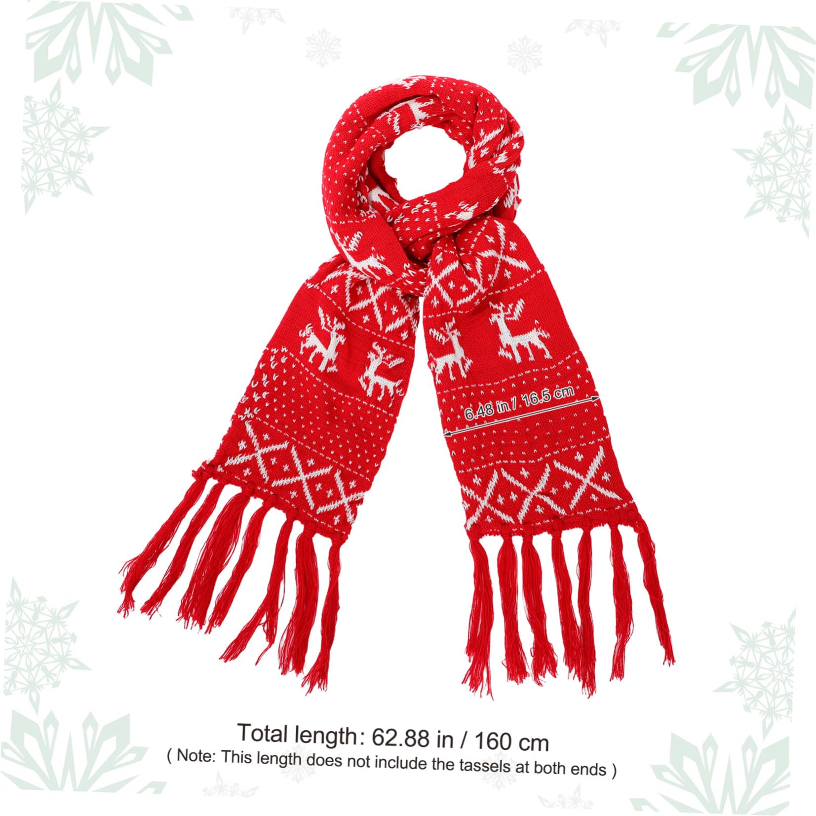 Sciarpa Natalizia in Lana Rossa Motivo Renna per Inverno Freddo, Sciarpona Calda e Elegante per Occasioni Casual e Feste Natalizie