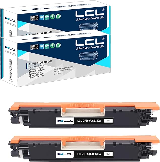 LCL Remanufactured 130A CF350A Toner Cartridge (2PK Black) Replacement for HP Color LaserJet Pro MFP M176 M176FN M177 M177FW M176n