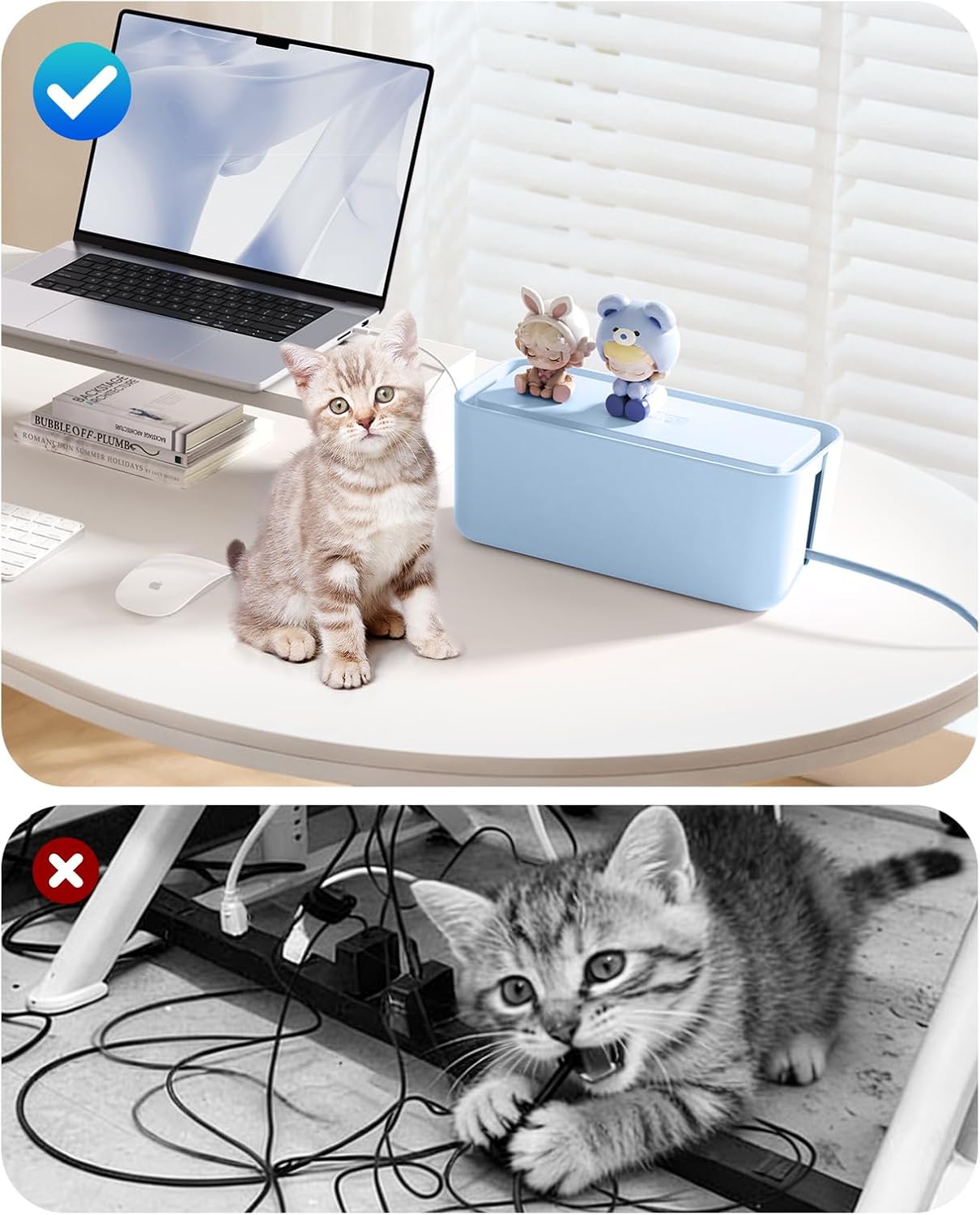 ORICO Cable Management Box with Silicone Cable Ties, Cord Hider Box to Conceal Power Strips on Desk or Floor, Data Cable Organizer Reusable with Locking Buckle Design,Keeping Cords Tidy and Protected image 4