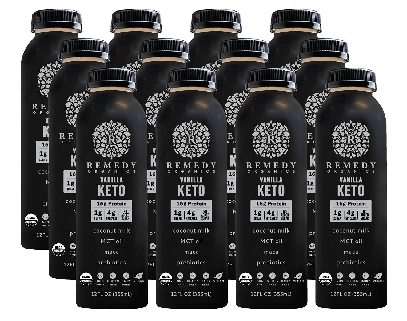 Remedy Organics Vanilla Keto 12-Pack | Plant Based Protein Shakes, Ready to Drink | USDA Organic, Gluten Free, Dairy Free, Soy Free