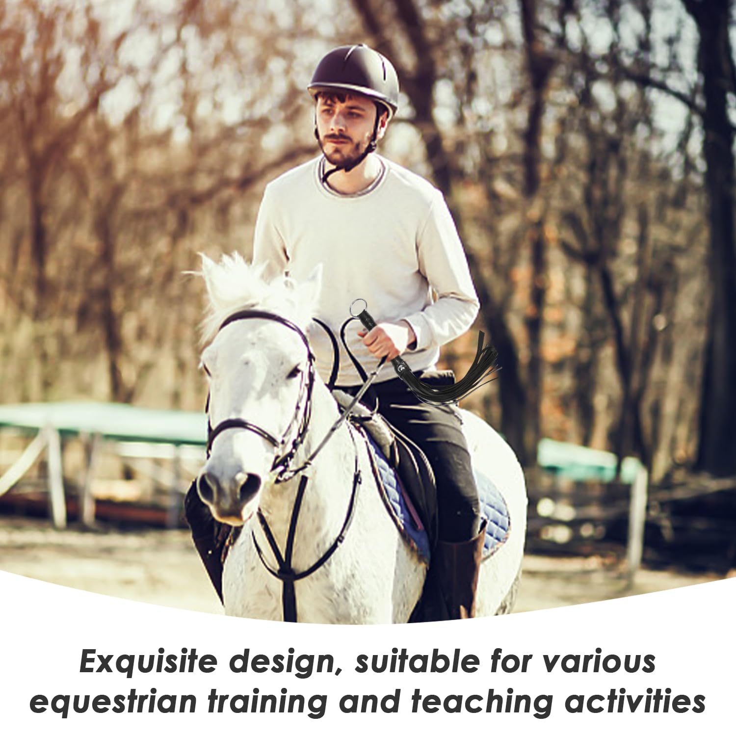2 Fruste da Equitazione Nere, Accessori per L'Allenamento di Equitazione, Frusta da Equitazione con Nappe in Pelle, Sussidi Didattici per L'Equitazione, Oggetti di Scena Multifunzionali