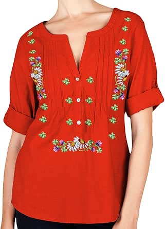 Kurti Mania Pleated Button-Down Cotton Shirt Embroidery With Black