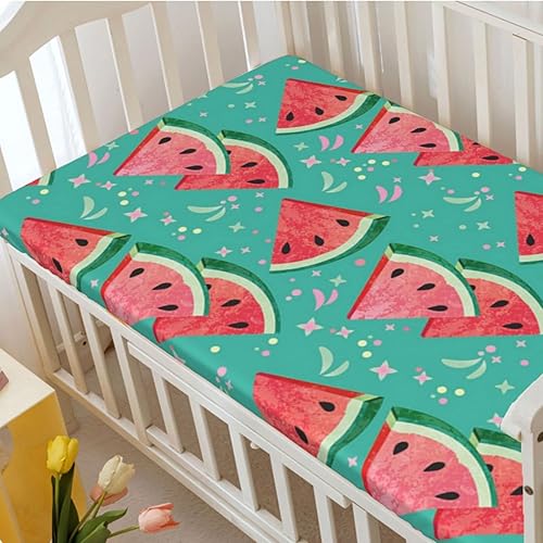 Miniatura 3 de Sábana bajera ajustable para cuna con temática de sandía, sábana bajera estándar para cuna, suave para niño o niña, 28 x 52 pulgadas, color espuma