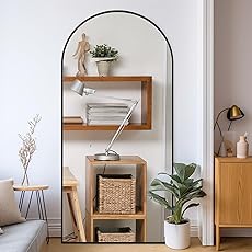 Full-Length Mirror, Super-Large Floor Mirror, with Bracket, Full-Length Mirror, Aluminum Alloy Whole-Body Mirrors, Tilt for The Living Room, Bedroom (Gold)