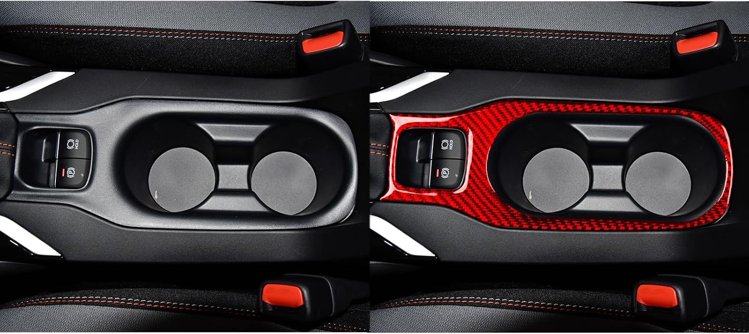 Superior Glossy Red Carbon Fiber Fit for Toyota Corolla 2020-2026 2021 2022 2023 2024 2025 L LE XLE SE XSE FX Accessories Car Center Console Water Cup Holder Panel Trim Cover Interior Sticker A
