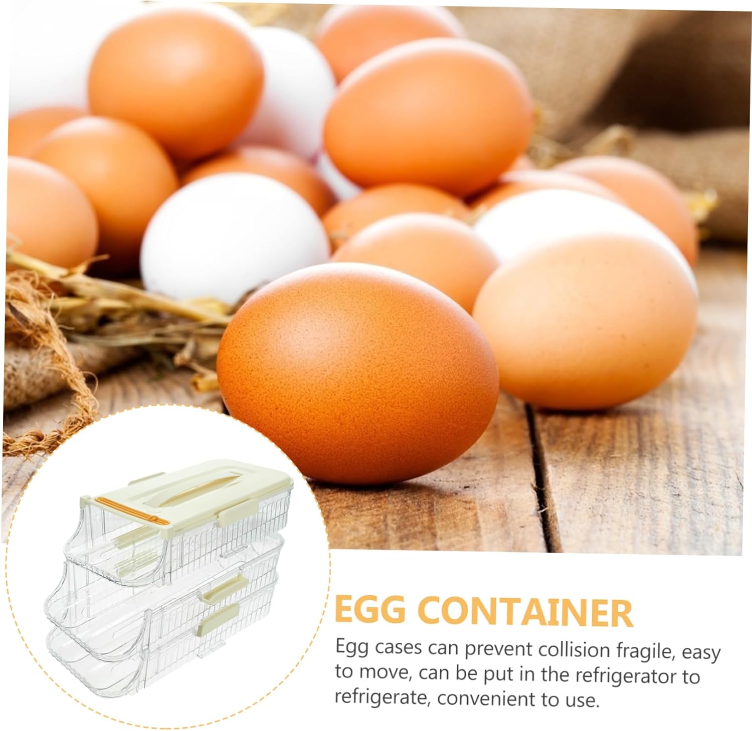 Automatic Scrolling Egg Holder Egg Storage Container for Refrigerator Durable Egg Tray with Smooth Edges Accommodates Eggs Easy