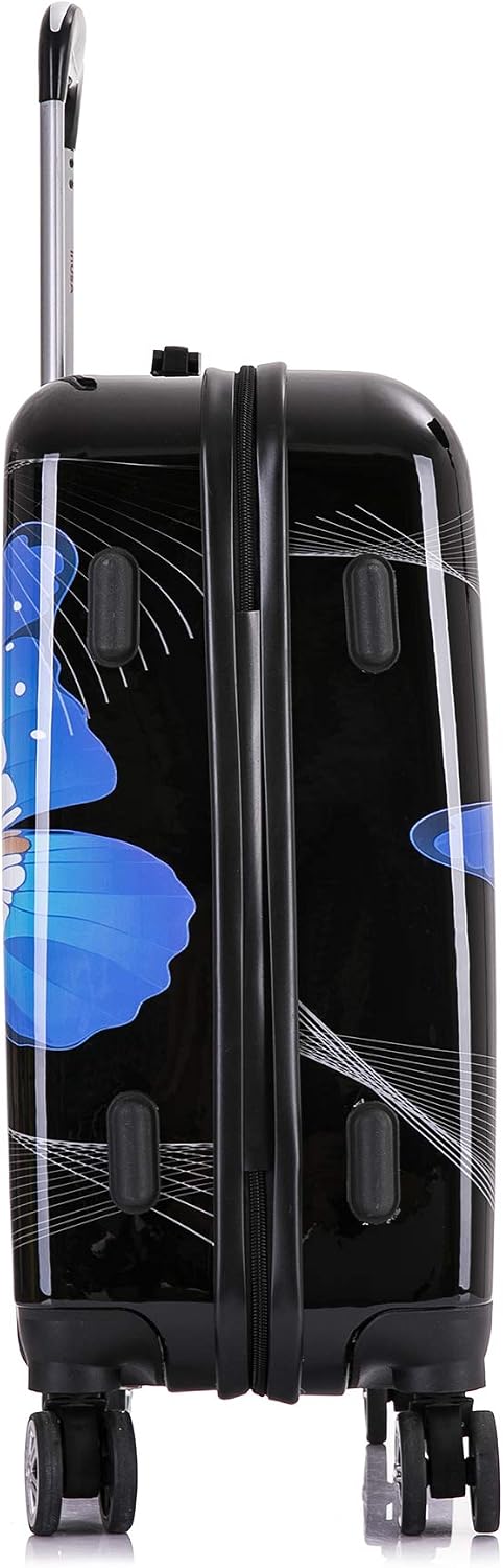 InUSA Prints PC/ABS Plastic Carry-On Luggage, Black Butterfly (IUAPC00S-BBU)