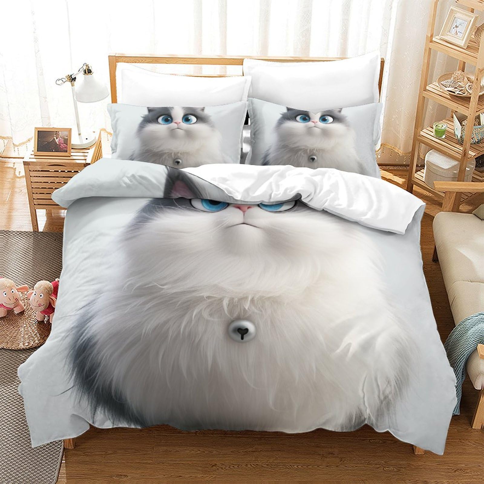 Housse de couette Le Chat Muppet 260x220 avec fermeture éclair pour lit enfant sans glisser