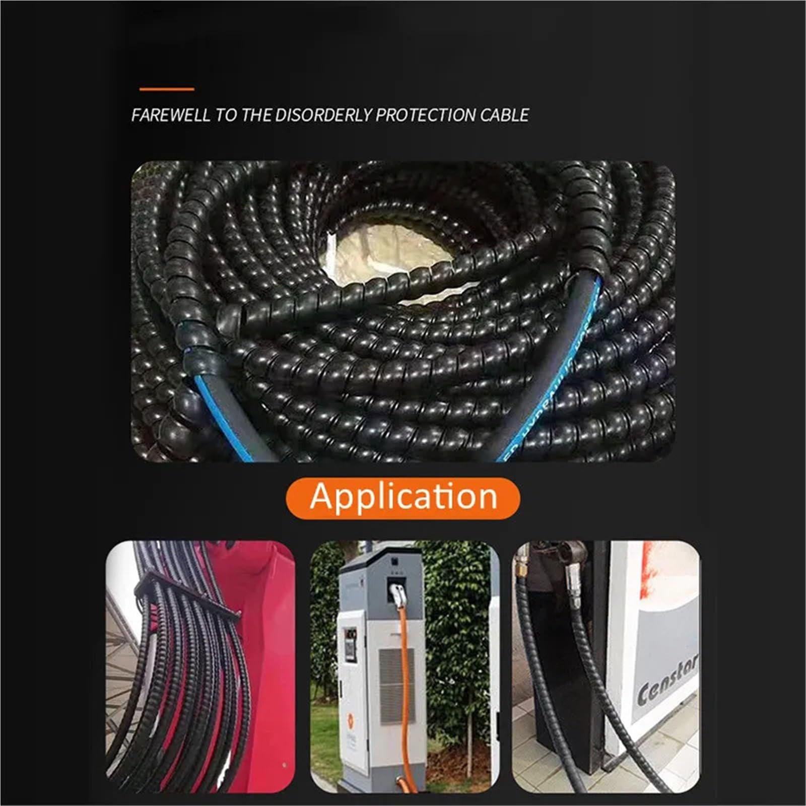 Avvolgicavo a spirale flessibile Tubo di avvolgimento 1/2/5M 8/10/12/16/20 mm Organizzatore cavi Manicotto protezione del cavo Protezione a spirale(Grey,ID 14mm,10 Meters)