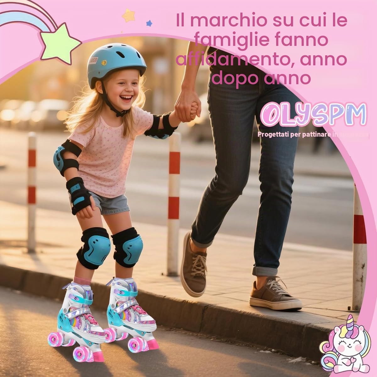 Pattini a rotelle Pattini bambina Regolabili Pattini a 4 Ruote,patini bambini 4 ruote luminosi per ragazze e ragazzi