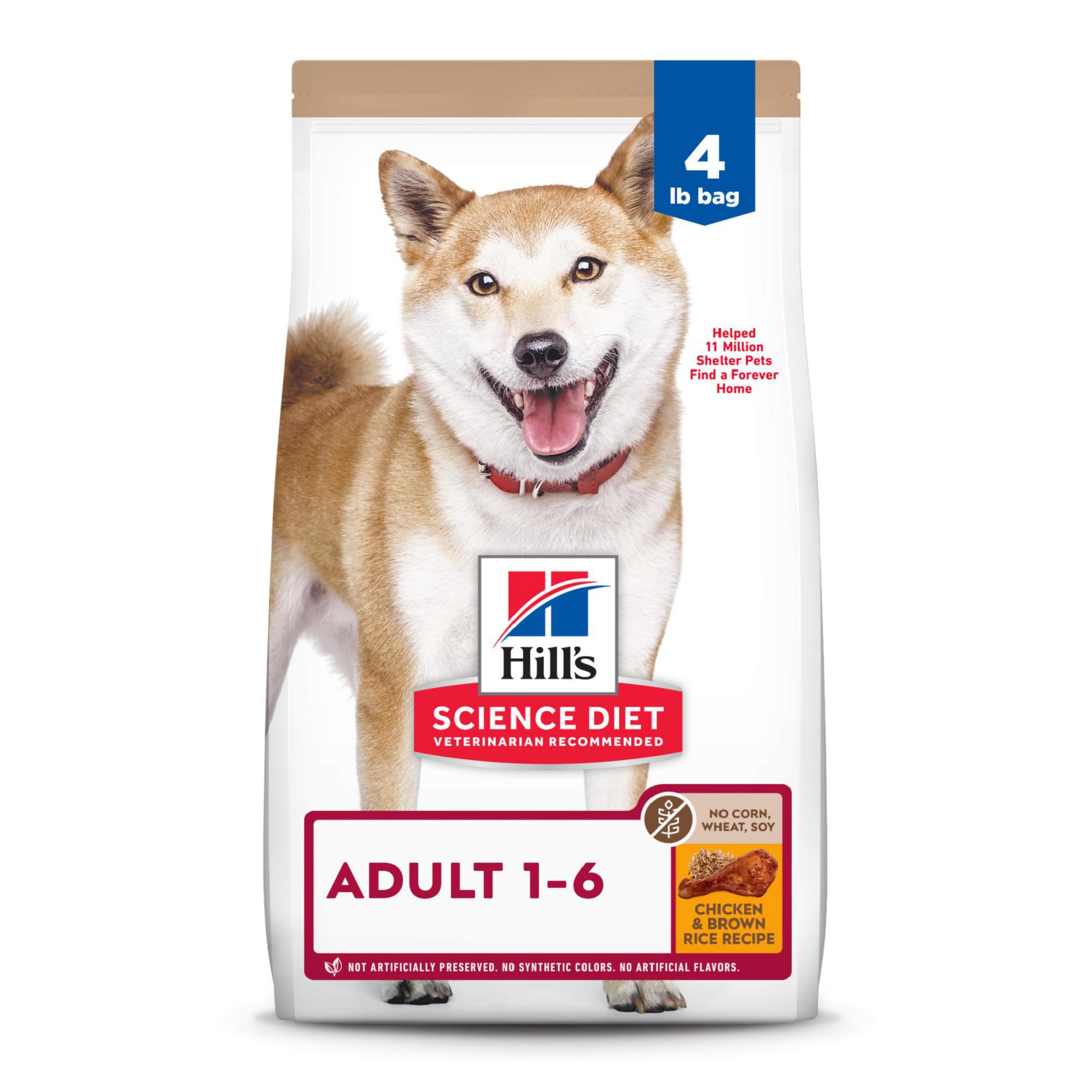 (Best Before 12 2025) Hill's Science Diet Adult No Corn, Wheat or Soy Chicken Dry Dog Food, 4 lbs.