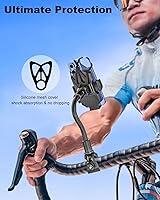 Vista 2 de Soporte para teléfono de bicicleta de cuello de cisne con abrazadera para cinta de correr, pelotón, bicicleta giratoria, silla de ruedas, bicicleta