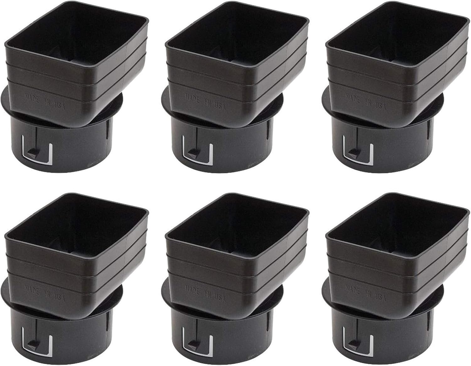 3x4x4 Plastic Universal Downspout to Drain Pipe Tile Adapter (Black 12-Pack)