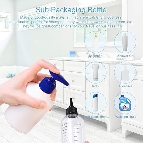 Miniatura 6 de Beaupretty Contenedores de condimentos, paquete de 12 botellas aplicadoras de 16.9 fl oz para cabello, botellas aplicadoras de color de cabello,