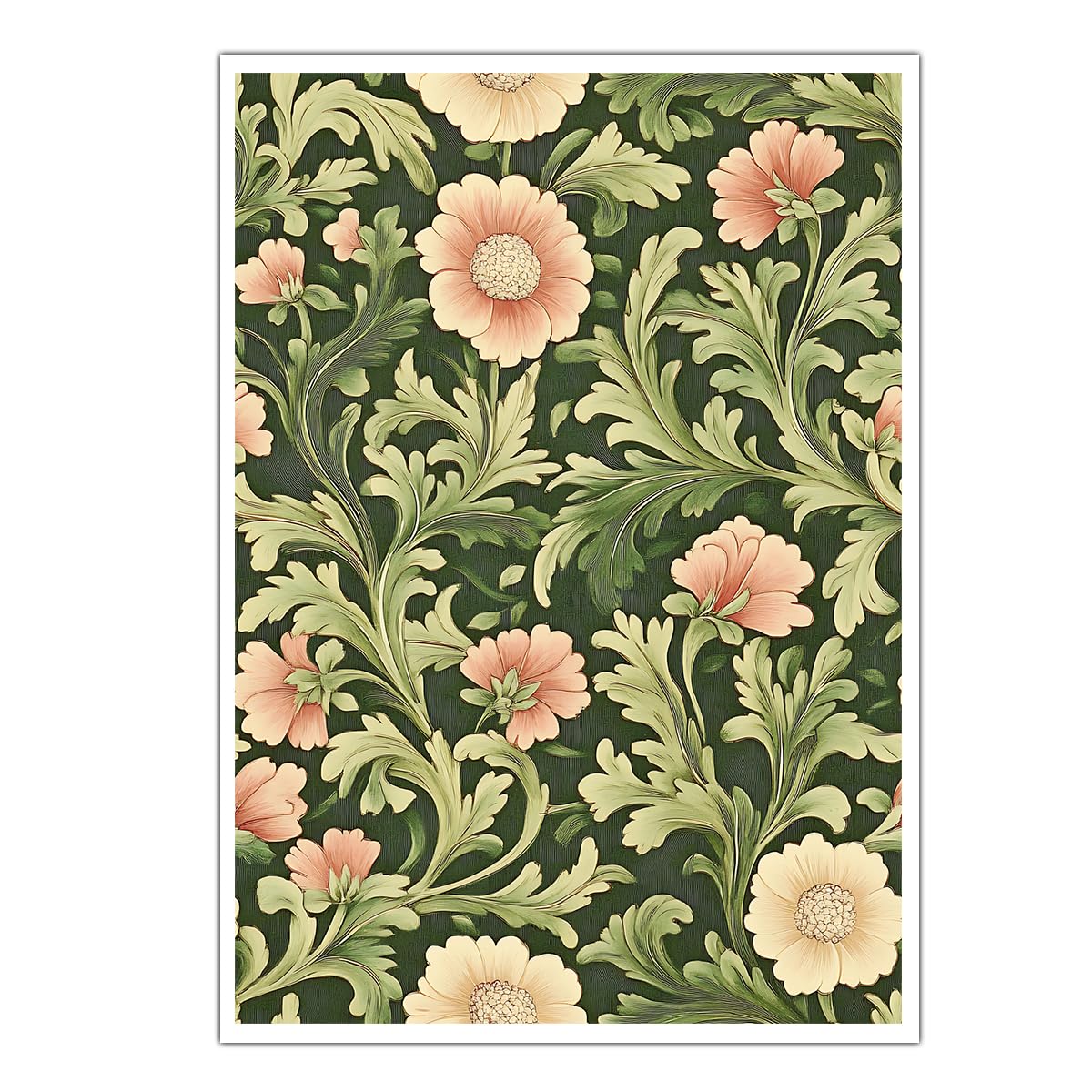 Obraz kwiatowy retro William Morris botaniczny szałwia zielony 75 x 113 cm