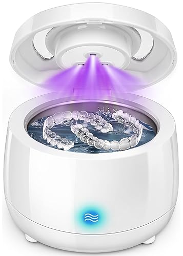 Limpiador ultrasónico de retención para dentaduras, limpiador profesional de joyas de 6.1 fl oz, máquina de limpieza dental portátil de 43 kHz para