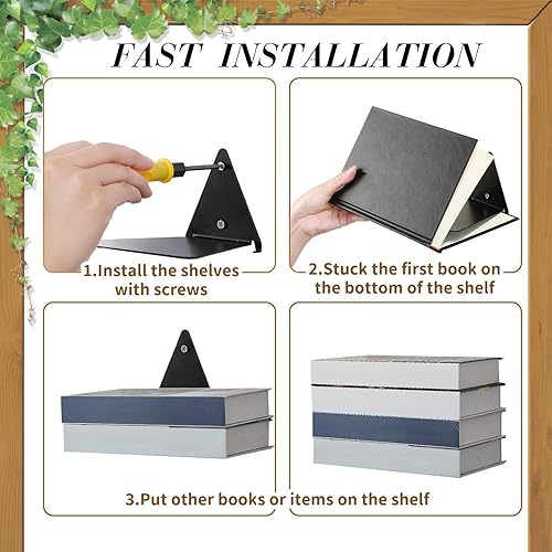 Miniatura 5 de Jetec Estantería flotante invisible de 6 piezas para montaje en pared, estantes flotantes de hierro multiusos, estantes colgantes ocultos, soportes