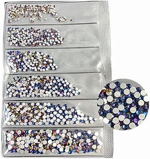 Mezcla de tamaños SS3-SS10, 1440 piezas, diamantes de imitación para decoración de uñas, cristales de colores, parte trasera plana, sin fijación por calor, para decorar uñas, color azul Bermudas