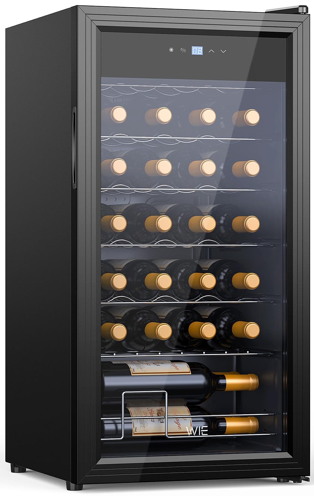 WIE Weinkühlschrank 82 Liter 28 Flaschen Compressor Glastür LED Touchpanel Anti-UV 5-18°C